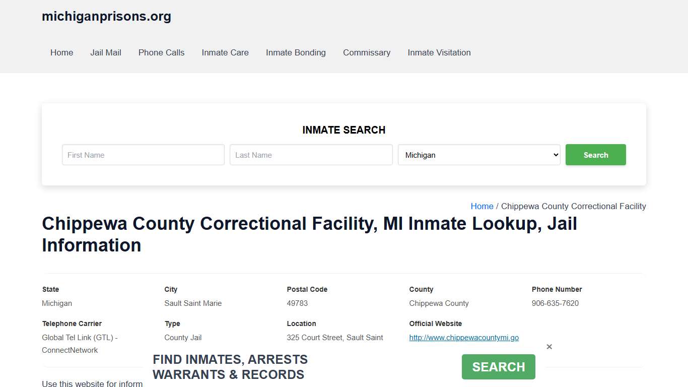 Chippewa County Correctional Facility, MI - Offender Locator, Contacts, Inmate Info